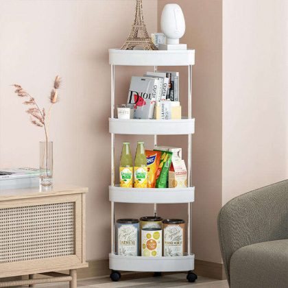 Wide Wholesale Detachable Shelf Household Sundries Organizer Plastic Storage Rack Kitchen or Bathroom Storage Shelf With Wheels