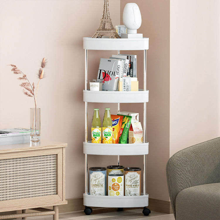 Wide Wholesale Detachable Shelf Household Sundries Organizer Plastic Storage Rack Kitchen or Bathroom Storage Shelf With Wheels