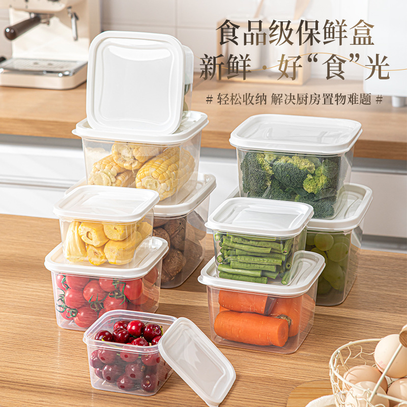 Plastic Square Food Storage Box, Freezer-Safe, Airtight Container for Home Use, Grain and Cereal Storage Box with Microwave-Safe Set