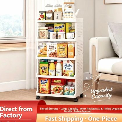 Floor Storage Rack Living Room and Bedroom Household Trolley Storage Rack Movable Snack and Miscellaneous Items Layer Storage Rack